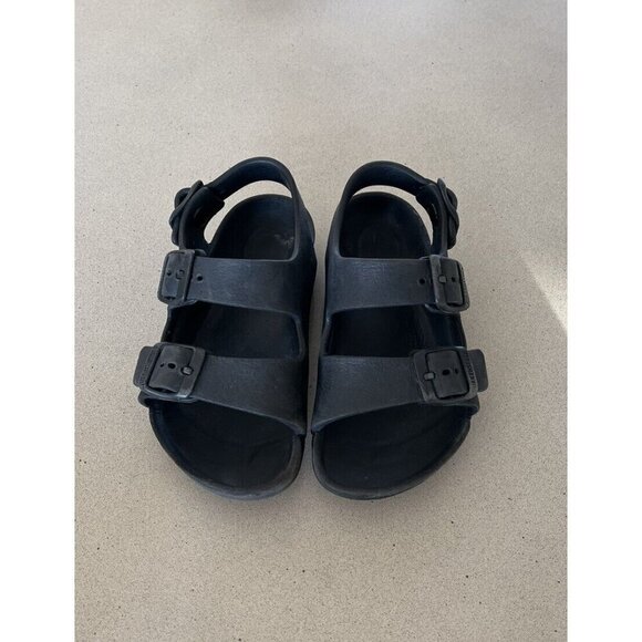 Birkenstock Arizona Essentials Kids Size 28 10 Black Rubber Straps - Picture 2 of 4